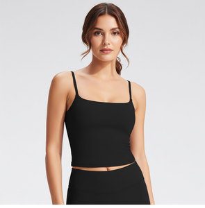 Camiseta sin mangas para gimnasio con sujetador incorporado, ropa de yoga para mujer, chaleco deportivo de cuello cuadrado para correr, espalda hermosa, para entrenamiento deportivo - Product Image 2