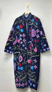 Long Velvet Suzani Jacket Elegant Ethnic Statement Outerwear Festival Wear Cotton Embroidered Eco-Friendly Breathable Floral - Product Image 3