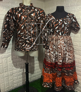 Conjunto de Camisa Hawaiana Aloha para Hombre y Vestido Samoano Puletasi con Volantes, Personalizado, Tallas Grandes, Disfraces para Parejas - Product Image 6