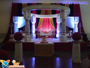Gujarati boda decoración Cisne tema Mandap personalizar Ceremonia de boda india Durable Mandapam diseñador estilo moderno decoraciones Reino Unido - Product Image 2