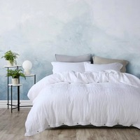 Ensemble de housse de couette de luxe en lin pur à 100 %, 400 fils, écologique, lavé, avec rembourrage en coton