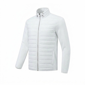Veste matelassée blanche pour homme, col montant, légère, coupe-vent, fermeture éclair, vêtement d'extérieur décontracté - Product Image 1