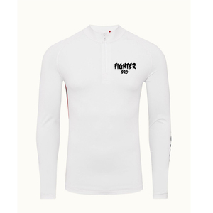 Camiseta de Compresión de Manga Larga Blanca para Hombre Fighter Bro, Secado Rápido, Logotipo Estampado en la Parte Delantera, Manga Completa - Product Image 1