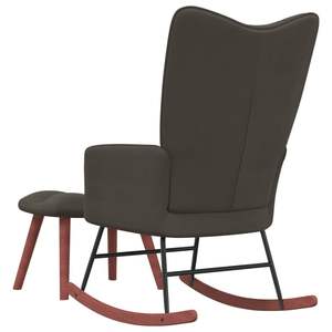 Fauteuil à bascule en velours gris foncé de taille moyenne pour salon avec tabouret - Product Image 5