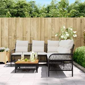 Black And Cream Garden <b>Sofa</b> <b>Set</b> With Cushions Outdoor Furniture UV Resistant PE Rattan Contemporary Design Waterproof - Product Image 3