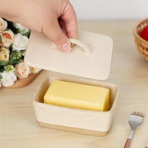 Boîte à beurre rustique mouchetée avec couvercle à poignée incurvée, base profonde, élégante, pour comptoir de cuisine, présentoir à beurre - Product Image 2