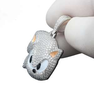 Colgante de Lujo Sonic Charm con Diamante Moissanita, Plata de Ley 925, Estilo Iced Out, Sin Cadena - Product Image 2