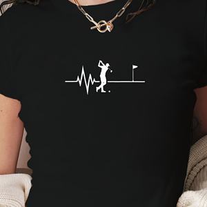 เสื้อยืดแฟชั่นผู้หญิงนักกอล์ฟที่มีสายการเต้นของหัวใจ - Product Image 2