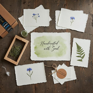 Tarjetas de Invitación de Boda Hechas a Mano con Papel Ecológico sin Madera, con Borde Decorativo, en Colores Acuarelables, Tamaños Personalizados, 200 GSM, Venta al Por Mayor - Product Image 4