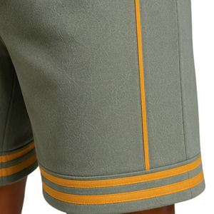 Mens Sage Green Mustard <b>Sleeveless</b> Hooded Tracksuit Set Custom Logo Gym Fitness Training Sports <b>Hoodie</b> And Shorts Activewear - Product Image 4