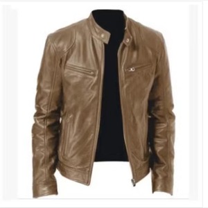 SASPORTS LEAGUE Men's Casual PU <b>Leather</b> Motorcycle Jacket Stand Collar Front Zipper Windproof Breathable for Fall Winter - Product Image 2