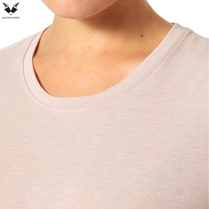 Camiseta de Algodón Suave Sostenible para Mujer, Fabricada en Fábrica, de Color Liso, Manga Corta, Cuello Redondo, Informal - Product Image 5