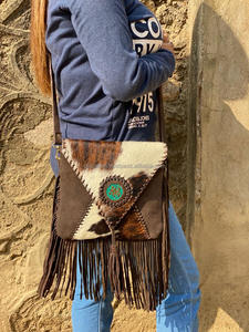 กระเป๋าหนังนิ่มคลุมผมสไตล์ตะวันตกสำหรับผู้หญิง, กระเป๋าหนังสไตล์โบฮีเมียนขนสัตว์คุณภาพสูง - Product Image 3