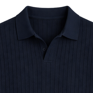 Polo en tricot pour homme Alfie, manches courtes, coton premium, texture côtelée, coupe ajustée, décontracté, élégant, vêtements d'été respirants, vente en gros - Product Image 2