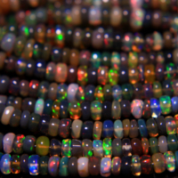 Perles d'Opale Noire Éthiopienne 100% Naturelle Grade AAA, 3mm-5mm, Trou de Perçage de 0.40mm, Rondelle Lisse, Pierre de Naissance d'Octobre, Gemmes Hasnain pour
