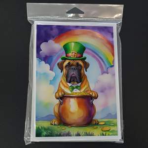 Cartes de vœux lunatiques de la Saint-Patrick Lot de 8 cartes de note A7 vierges avec enveloppes Bullmastiff Design taille 5x7 - Product Image 3