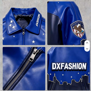 Blouson matelassé de luxe 400 GSM en cuir épais avec fermeture éclair, imprimé ciel étoilé Hip Hop High Street et broderie silhouette urbaine - Product Image 3