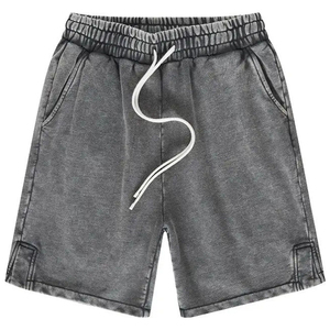 Pantalones Cortos Deportivos de Algodón con Efecto Ácido Vintage, Diseño Personalizado, para Gimnasio y Entrenamiento, con Cierre de Cordón, Venta al Por Mayor - Product Image 1