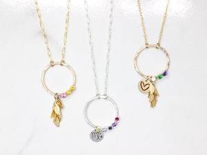 Hammered Family Birthstone Emerald Vintage Necklace Sterling Silver 925 14k Gold Plated Link <b>Chain</b> Custom Pendant Women Jewelry - Product Image 4