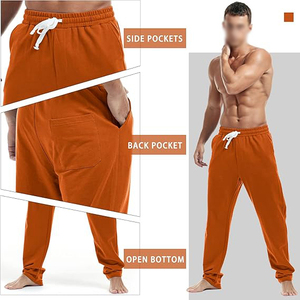 Solid Orange Tapered Cuffed Jogger Sweatpants <b>Men</b> Drawstring Waist Casual Athletic <b>Lounge</b> <b>Trouser</b> - Product Image 4