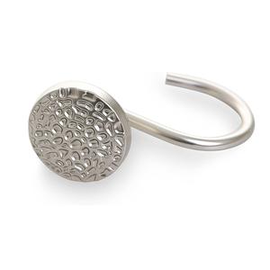 Modern Metal <b>Curtain</b> Tieback <b>Hook</b> Decorative <b>Wall</b>-Mounted Drapery Holder with Textured Round Base - Product Image 1