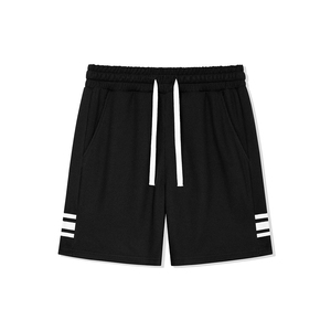 Shorts tissés gris clair pour homme, taille mi-haute, style décontracté, rayures latérales, respirant, 100 % coton, séchage rapide, été - Product Image 2