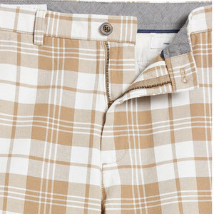 Men's Plaid Cotton Shorts Beige White <b>Checkered</b> Pattern Casual Summer Wear - Product Image 3