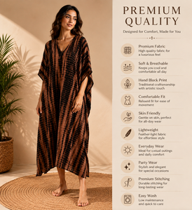 Vestido Maxi Bohemio para Mujer, Color Marrón Tie-Dye, 100% Algodón Tejido, Largo hasta el Suelo, Cuello en V, Hombros Descubiertos, Corte Moderno, Ecológico, Hecho a Mano - Product Image 4