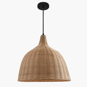 Lámpara Colgante Tejida a Mano de Ratán Natural de Alta Calidad con Base de Hierro, Bombilla E27 de 3500K Blanco Cálido, Decoración para Hogar y Hotel - Product Image 4