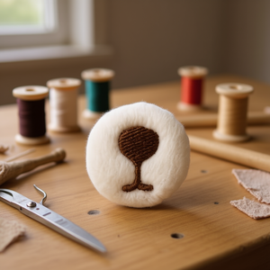 ILAN Applicazione Ricamata Decorativa, Design a Fungo Marrone Rotondo 3cm, per Progetti di Artigianato e Cucito, 3 Pezzi - Product Image 2