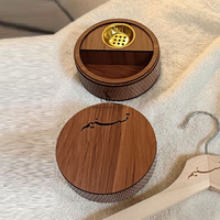 Boîte brûle-encens ronde en bois 2-en-1, porte-encens et étui de rangement pour Oud arabe avec coupelle métallique amovible pour la décoration intérieure