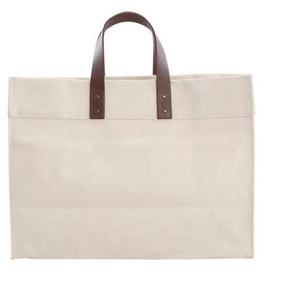 Nouvel arrivage de sacs à bandoulière fourre-tout en toile de coton de haute qualité Conception de logo personnalisé écologique Poignée en cuir marron à la mode - Product Image 1