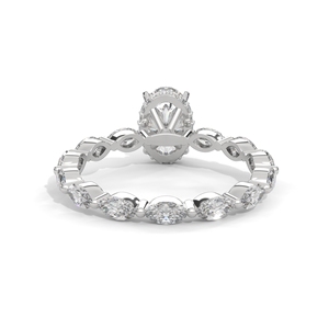 Anillo de Compromiso con Moissanita de Corte Ovalado, Oro Sólido de 18K, Engaste de Puntas, Joyería Clásica para Mujer - Product Image 3