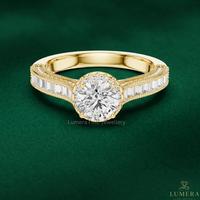 Bague de fiançailles de luxe en diamant de laboratoire, taille baguette, avec pierres latérales en moissanite, plaqué or 9K-18K, certifiée IGI, couleur D blanche