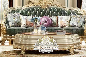 Ensemble de canapés de salon exclusif de style européen Ensemble de canapés sculptés en bois de style royal impérial Ensemble de canapés sculptés impériaux dorés - Product Image 2