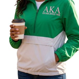 Green and White Women Hooded Pullover Windbreaker with Front Pocket Lightweight Long Sleeve Casual Outdoor Jacket Comfortable - Product Image 6