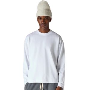 T-shirt blanc délavé à manches longues pour homme, col rond, en coton, style streetwear décontracté, finition vintage douce - Product Image 6