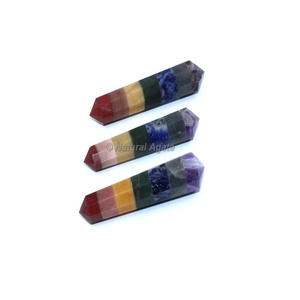 Venta al por mayor de calidad superior siete chakras pulido puntos de lápiz de doble terminación para la energía curativa, Reiki y decoración de amor - Product Image 1
