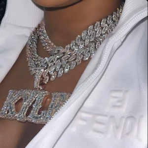 Cadena Cubana de Plata Esterlina 925 Bañada en Oro de 10K con Moissanita Completa de 20mm para Hombre, Joyería Hip Hop Bling, Regalo de Cristal Helado, Sexy - Product Image 1