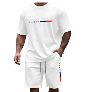 Conjunto de Camiseta y Pantalones Cortos de Verano para Hombre, Personalizado, al por Mayor, OEM, ODM, Informal, Deportivo, de Dos Piezas, Transpirable, de Algodón, para Gimnasio, Entrenamiento - Product Image 3