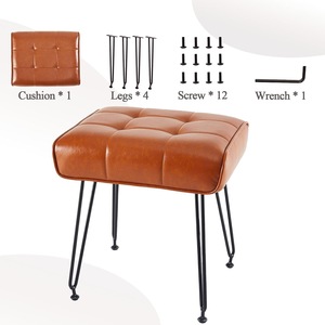 Taburete Metálico Moderno con Asiento Tapizado en Cuero PU, Diseño Decorativo para Apartamentos y Escuelas, Muebles de Primera Calidad - Product Image 1