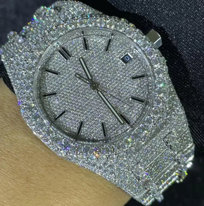 Reloj Mecánico Cuadrado de Lujo para Hombre y Mujer, con Moissanita, Estilo Antiguo, VVS, Analógico, de Acero Inoxidable y Cristal, Proveedor Directo de la India - Product Image 1