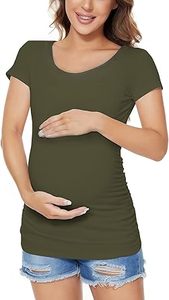 Camiseta de Maternidad de Manga Corta de Color Sólido, Corte Ajustado para Mamá, Ropa de Verano para Mujeres y Niñas, Camiseta de Maternidad para Lactancia - Product Image 5
