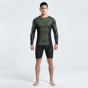 Traje de Compresión MMA para Hombre, Azul, Rojo y Blanco, Sublimado, Manga Larga, Ajustado, Absorbe la Humedad, Ropa Deportiva - Product Image 4
