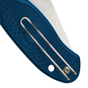 Couteaux pliants haut de gamme en acier inoxydable avec manche antidérapant texturé bleu, lame à bord plat tranchant, trou rond pour le pouce et métal - Product Image 6
