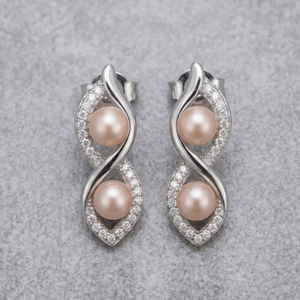 White Pearl Round <b>Earrings</b> 7mm 3 Inch Long CZ 925 Sterling Silver 18K <b>Gold</b> Plated Statement <b>Dangle</b> <b>Earrings</b> - Product Image 4