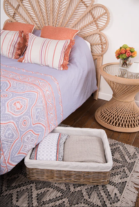 Panier de rangement en rotin naturel fait main avec doublure en tissu, panier rectangulaire pour organiser, décoration d'intérieur - Product Image 3
