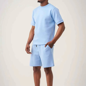 Nouvel ensemble T-shirt et short unisexe en polyester/coton de haute qualité, style vintage, coupe et couture, écologique, pour l'été, personnalisable avec logo vierge pour homme - Product Image 2