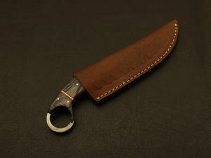 Drop Point Hunting Knife Damascus Steel Blade Wood Handle 0.6mm Thickness Straight Edge DIY Grade - Product Image 2