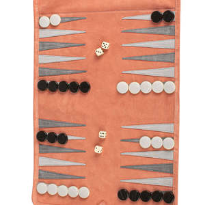 Jeu de Backgammon de Luxe Artisanal en Bois Taille Tournoi avec Étui en Tissu Gris et Cuir 22x29 Pouces (57x75cm) en Bois avec Fonction Doublement - Product Image 6